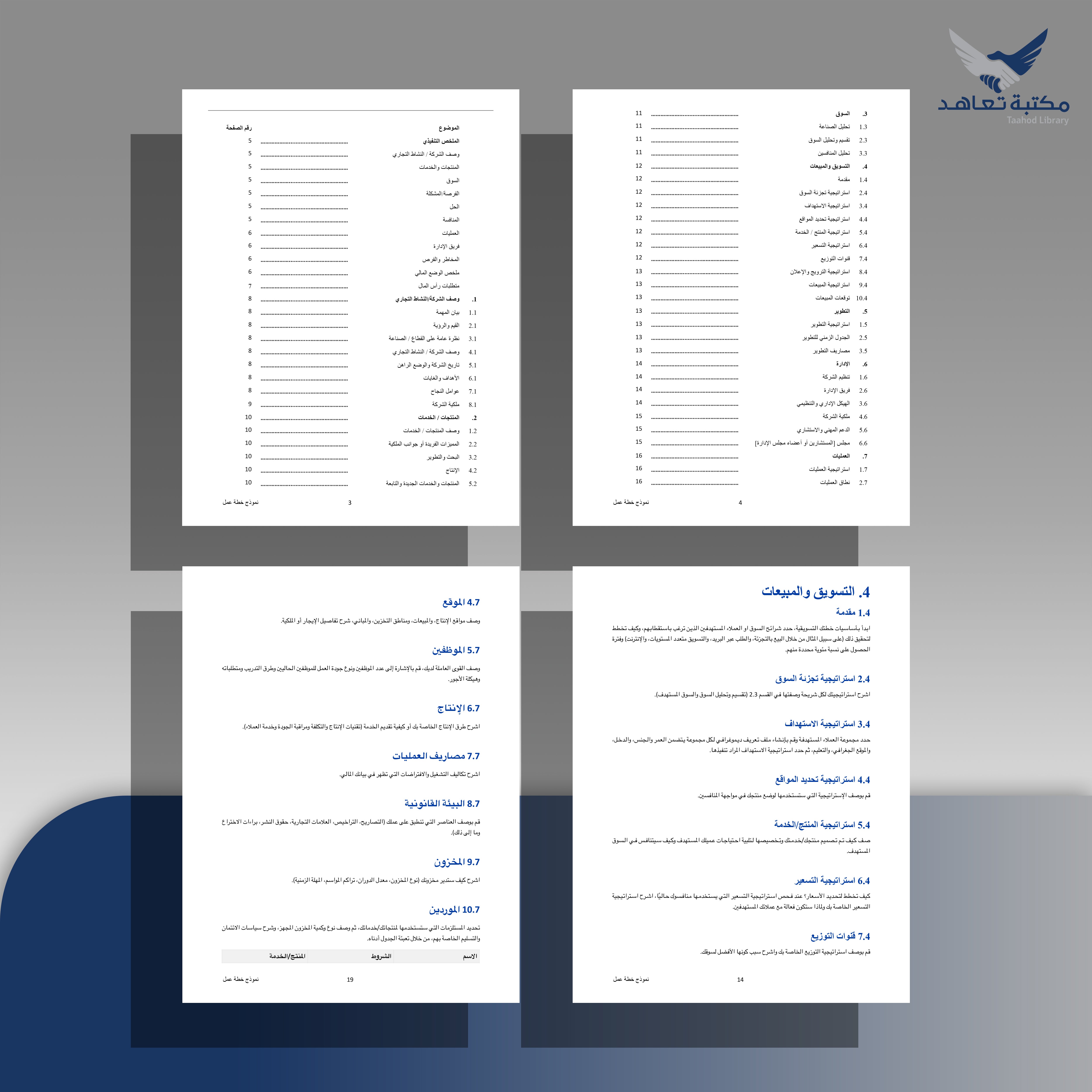 خطة عمل نموذج عام - لجميع انواع المشاريع